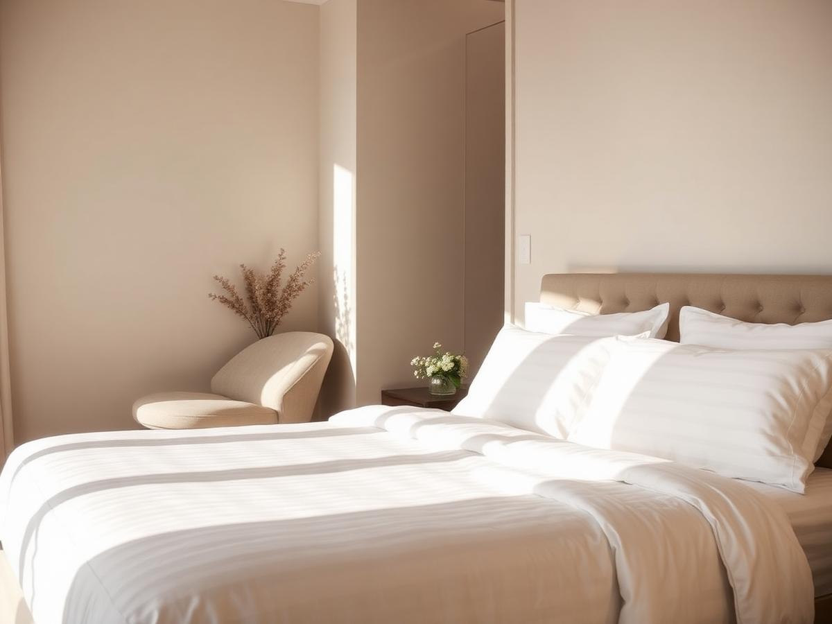Premium mattress with crisp linen bedding